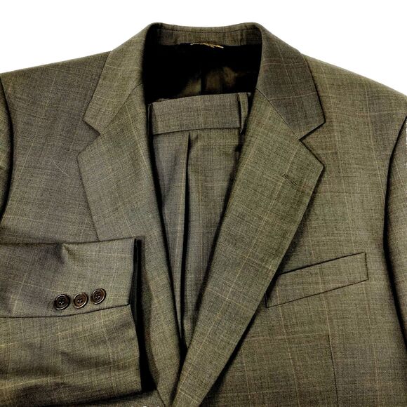 Brooks Brothers Vintage Suit New Wool Windowpane Plaid Brown Green 44 Pant 38 39 - Picture 5 of 16